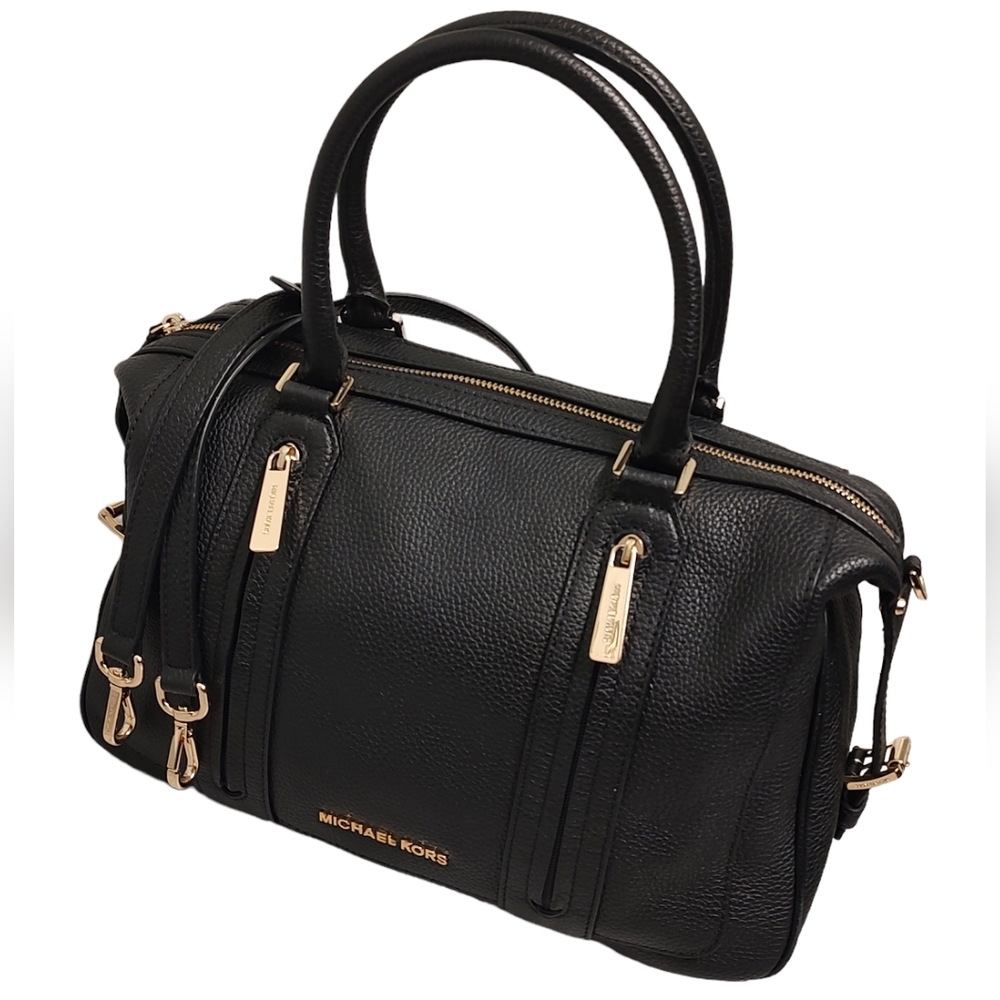 MICHAEL KORS Julia Large Satchel Crossbody Tote Bag Handbag Pebbled Leather - Picture 4 of 16